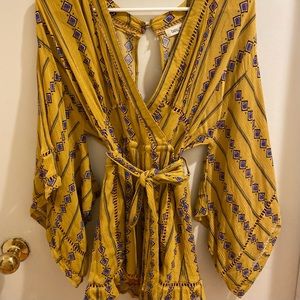 Yellow patterned romper